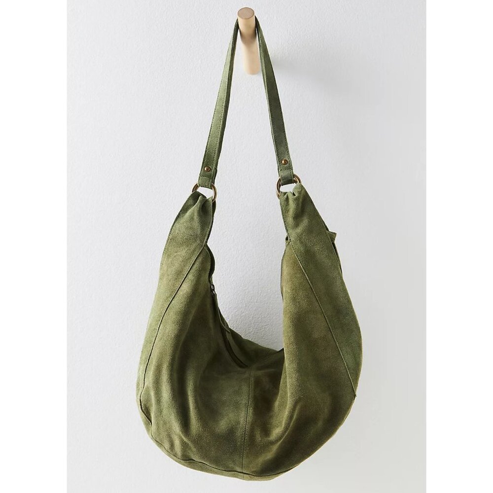 Roma Suede Tote Bag Color Olive Moss